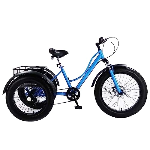 BJYX Dreiräder für Erwachsene, 24-Zoll-Räder, 7 Gänge, Fat Tire-Dreirad für Erwachsene, Strandkreuzer mit DREI Rädern für Training, Einkaufen und Picknick