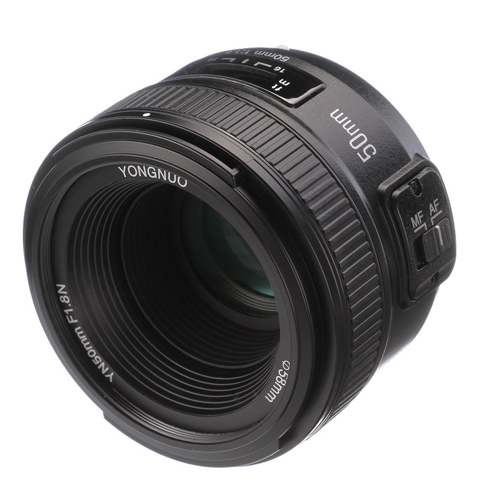 Yongnuo 50 mm, f/1.8, Objektiv mit Normal-Festbrennweite und großer Blendenöffnung und automatischem oder manuellem Fokus (AF, MF), für die digitale Spiegelreflexkamera (DSLR) von Nikon
