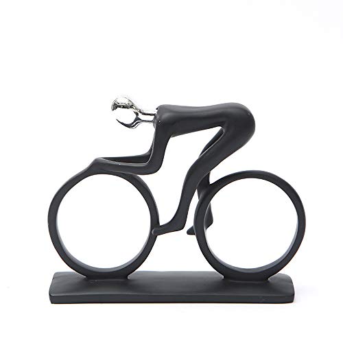 Hosoncovy Resin Radfahrer Ornament Reiten Mann Skulptur Radfahrer Skulptur Fahrrad Statue Radfahrer Figur Home Decoration Ornament Skulptur für Zuhause Wohnzimmer Schlafzimmer Büro (Silber)