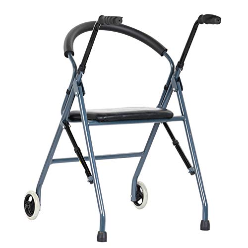 Faltbarer Rollator für Senioren mit Sitz und 2 Rädern, tragbare, höhenverstellbare Tritthilfe für drinnen und draußen