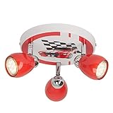 BRILLIANT Lampe Racing LED Spotrondell 3flg rot/weiß-schwarz | 3x LED-PAR51, GU10, 3W LED-Reflektorlampen inklusive, (250lm, 3000K) | Skala A++ bis E | Köpfe schwenkbar