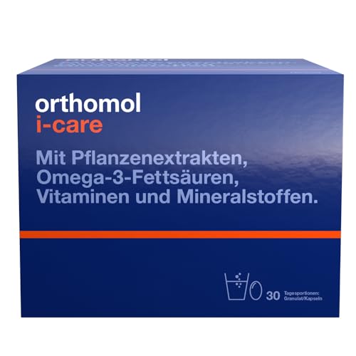 Orthomol i-CAre 30er Granulat & Kapseln - Nahrungsergänzung mit Pflanzen-Extrakt, Omega 3, Vitaminen & Spurenelementen