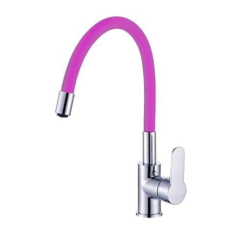 ATCO® Flamingo Küchenarmatur Küche Armatur flexibler Auslauf Einhandmischer Einhebelmischer Wasserhahn flexibel Spültischarmatur Spüle Chrom-violett
