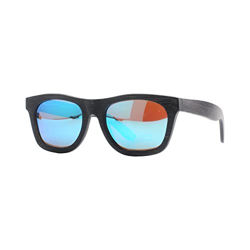 pandoo Bambus-Sonnenbrille mit Brillen-Etui | polarisiert & UV400 | verschiede Farben u verspiegelte Gläser, Damen, Herren, Unisex - Holz, UV-Schutz