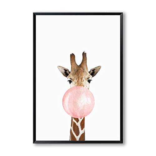 Bubble Bubble Gum Giraffe Zebra Tier Poster Leinwand Kunst Malerei Wandkunst Kinderzimmer Dekoratives Bild Nordic Style Kids Deco 50x70cm No Frame