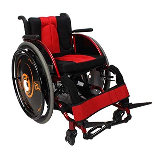 Rollstuhl-Freizeitsport, manuell mit Anti-Umkipp-Einstellung, schnelle Demontage, faltbar, tragbar, Behinderte/ältere Menschen, selbstfahrend (Color : Red, Size : 38CM)
