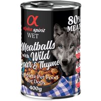 Sparpaket alpha spirit Dog Meatballs 12 x 400 g - Wildschwein & Thymian