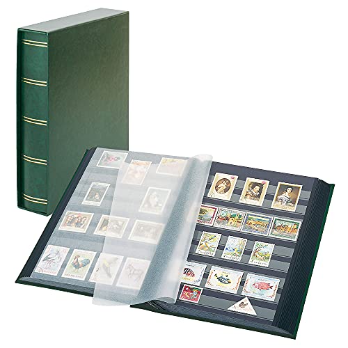 Lindner 1169SK-G Einsteckbuch Elegant Grün, mit 60 Schwarzen Seiten und Passender Schutzkassette