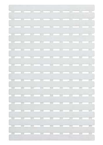 Wenko Wanneneinlage Arinos Antirutsch-Badewannenmatte mit Saugnäpfen, Kunststoff, Weiß, 63 x 40 x 0.1 cm