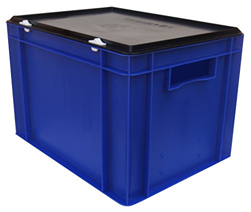 Euro-Stapelbox/Lagerbehälter KTK 400/320-0, blau, mit schwarzem Verschluß-Deckel, 400x300x331 mm (LxBxH)