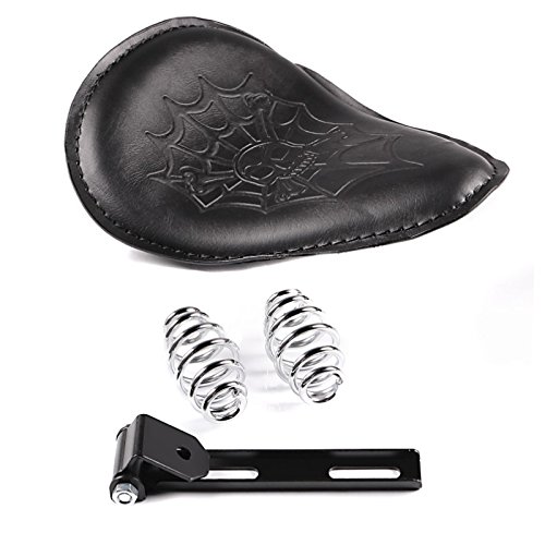 Solo Bobber Skull Schwingsattel Kompatibel für Suzuki Intruder VL 1500/250 LC/VL 800 Volusia, Intruder VS 1400/ VS 600/ VS 750/ VS 800, LS 650 Savage, Marauder VZ 800 schwarz