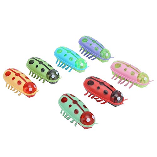 Teror Katzenspielzeug, 7Pcs Pet Mini Cute Ladybug Shape Elektrisches lustiges Spielzeug, das interaktiv mit Batterie für Katze spielt