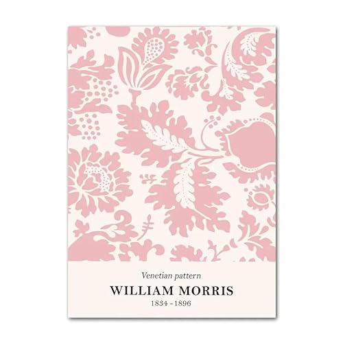 GIBOH William Morris Poster und Drucke, rosa Pflanze, Blatt, Blume, Moderne Wandkunst, Klassische Leinwandmalerei, ästhetische Bilder für Heimdekoration, 50 x 70 cm x 1, ohne Rahmen