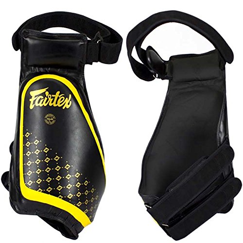 Fairtex Thigh Pads, TP4, schwarz-gelb, Low Kick Pratze Schutz Oberschenkel Pad
