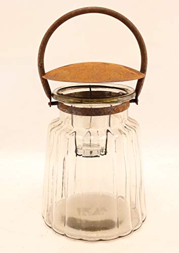Hirsch Terracotta Glaswindlicht mit Deckel, Dekoglas mit Abdeckung H:36cm Ø 17cm mit Teelichteinsatz