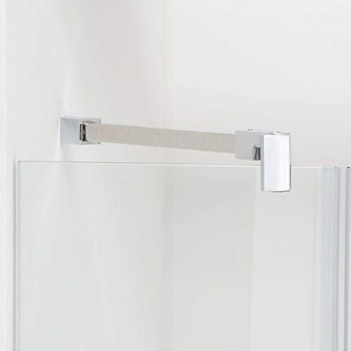 Stabilisationsstange für Dusche 45°, Stabilisator Duschwand diagonal, Stabilisierungsstange Glas-Wand (500mm, Chrom Eckig)