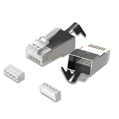 LINKUP - RJ45 Connectors Cat6A Ethernet Shielded Modular Plugs | for Large Diameter Wires (22AWG) Termination | 10G STP Gold-Plated [100-Pack]