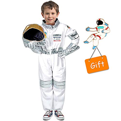 Tacobear Astronaut Kostüm Kinder mit Astronaut Helm Astronaut Handschuhe Space Kostüm Rollenspiel für Kinder Halloween Cosplay Karneval Geburtstagsparty (M)