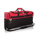 DALIX Extra große Reisetasche für den Urlaub, 63,5 cm (Schwarz, Grau, Marineblau, Rot, Camouflage), rot, XL