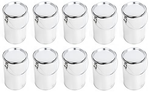 BenBow Weißblecheimer 10x 5 L mit Eindrückdeckel - luftdicht, undurchsichtig, leer, rund - Aufbewahrungsbehälter mit Metallhenkel