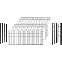 hadra Doppelstabmattenzaun, anthrazit, 8/6/8 mm, Komplett-Set à 20 m, inkl. Pfosten, Klemmhalter - schwarz