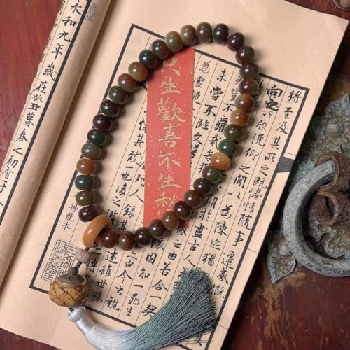 RiJpex Rosenkranz-Armband, buddhistische Halskette, verwitterte weiße Jade, Lotusblume, geschnitztes Bodhi-Wurzel-Armband, 108 Buddha-Perlen, Halskette for Damen (Farbe: 9 mm) (Color : 13mm)