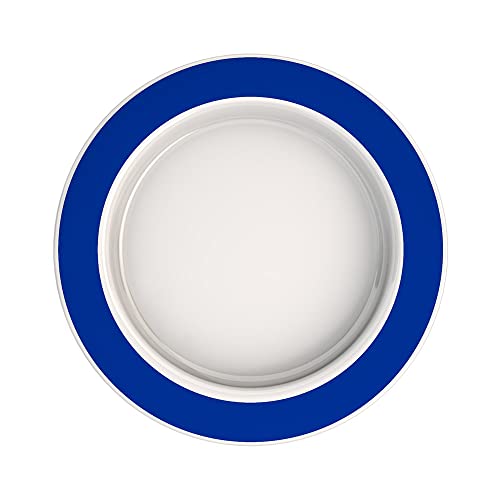Großer Teller mit Kipp-Trick (Rand blau)