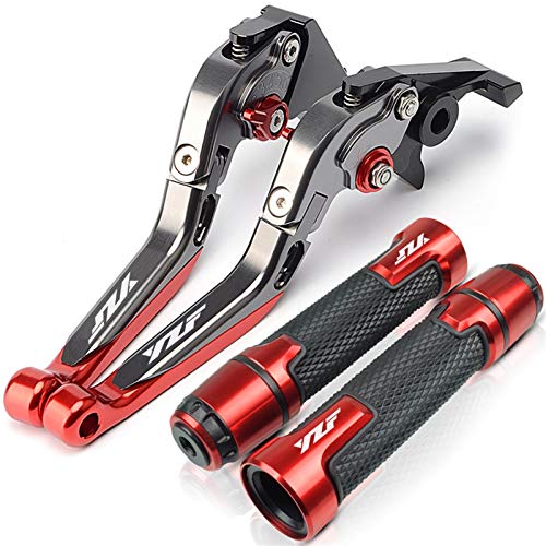 Motorrad Roller Lenker Griffe Für Yamaha YZF R125 R1 R3 R6 YZF-R3 YZF-R6 YZF-R1 YZF-R25 YZF Logo Motorrad Einstellbare Bremskupplung Hebelgriff Handgriffe (Farbe : Rot)