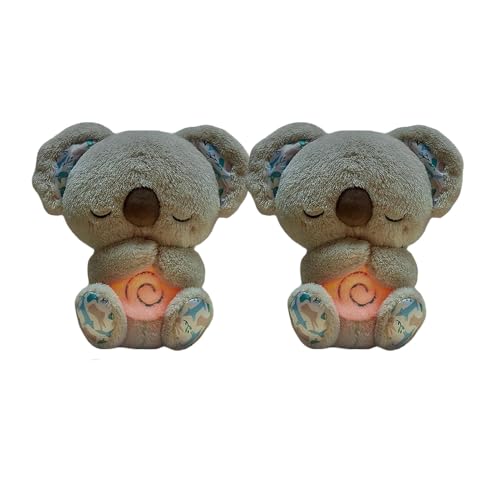 Soothing Koala Bear, Arrily Calming Otter, Breathing Otter Sleep Buddy, Soothe n Snuggle Sleep, Anxiety Relief, Portable Plush Toy with Music Lights & Rhythmic Breathing Motion (2Pcs-Brown)