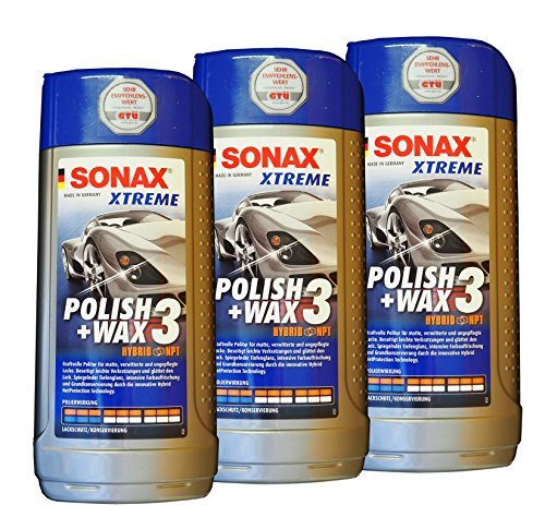 3 x SONAX Xtreme Polish+Wax 3 500 ml, Lack-Politur, Auto-Wachs, Kfz-Pflege