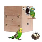 Vogelnest aus Holz, Vogelhaus, Wellensittich-Zuchtbox aus Holz, Robuster Nest-Papageienkäfig aus Holz für Nymphensittiche, Papageien, Wellensittiche und Sittiche Kasmole