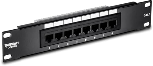 TRENDnet 8-Port Kat6 Ungeschirmtes Patch Panel, 25,4 cm (10Zoll) breit, 8x Gigabit RJ-45 Ethernet Ports, TC-P08C6