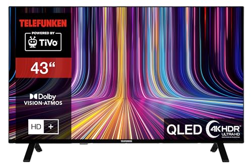 Telefunken 43 Zoll QLED Fernseher/TiVo Smart TV (4K UHD, HDR Dolby Vision, Dolby Atmos, HD+ 6 Monate inkl., Triple-Tuner) QU43TO750S