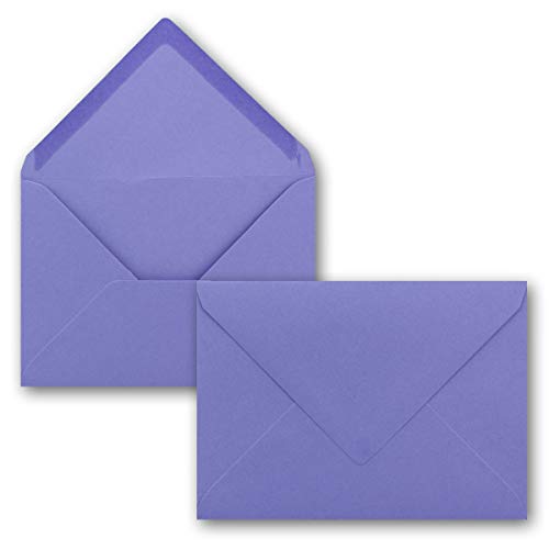 100 Brief-Umschläge - Violett - DIN C6 - 114 x 162 mm - Kuverts mit Nassklebung ohne Fenster für Gruß-Karten & Einladungen - Serie FarbenFroh