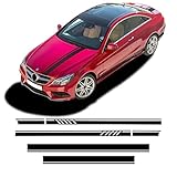 Auto Seitenstreifen Seitenaufkleber Grafiken, für Mercedes Benz E-Klasse W212 W213 E200 E250 E300 E350 E63 AMG Style Seitenschweller Aufkleber Aufkleber Seitenstreifen