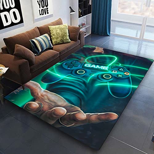Gamer Controller Groß Teppich Graffiti Spielkonsolen Wohnzimmer Teppich Fußmatte Stiefmatte Badezimmer Matte Haustiermatte Schlafzimmer Bettvorleger Junge Mädchen Geschenk (Grün,120x180 cm)