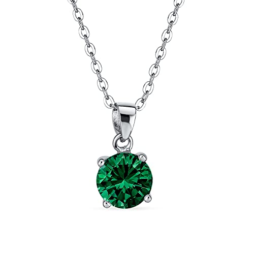 2CT Runde grün AAA CZ Solitär Anhänger Halskette für Frauen für Teen Smaragd simuliert 925 Sterling Silber