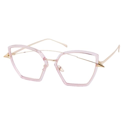 MUTYNE Übergroße Sonnenbrille Damen Mode Metallrahmen Cat Eye Glas Rosa Schwarz Gelb Farbtöne Brillen Weiblich,C5,Einheitsgröße