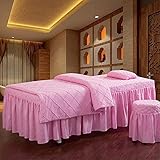 BOCbco 4-Piece Salon Massage Table Sheets ?Massage Bed Set, Solid Color Massage Table Skirt Beauty Facial Bed Blinen Valance Sheet Cover/Rosa/Square Head 70 * 190Cm