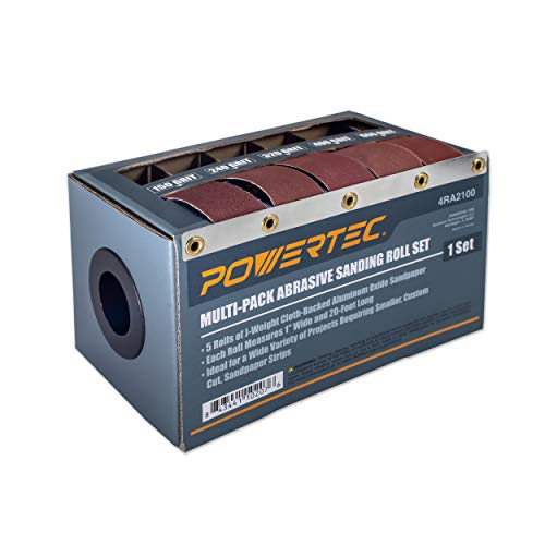 POWERTEC 4RA2100 Schleifpapierrollen für die Automobil-/Holzbearbeitung | Schleifpapierspenderbox mit 5 Rollen zum Schleifen - inkl. verschiedenen Körnungen 150/240/320/400/600
