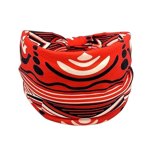 Yoga-Baumwoll-Stretch-Stirnband, bedruckt, Twist-Stil, elastisches Haarband, breite Haarbänder, Knoten-Kopfbedeckung (Color : 18, Size : One size)