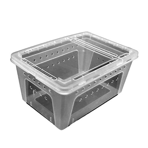 Schildkrötenbecken-Futterbox, Reptilien-Futterbox, Aquarium, transparente Futter-Aufzuchtbox, Eidechse, Schlange, Mikro-Habitat, Reptilientransport (Farbe: Schwarz) (Blanc)