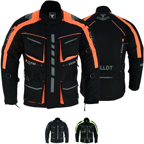 BULLDT Motorradjacke Cordura Textilien Jacke Bikerjacke, 56/2XL, Neon Orange