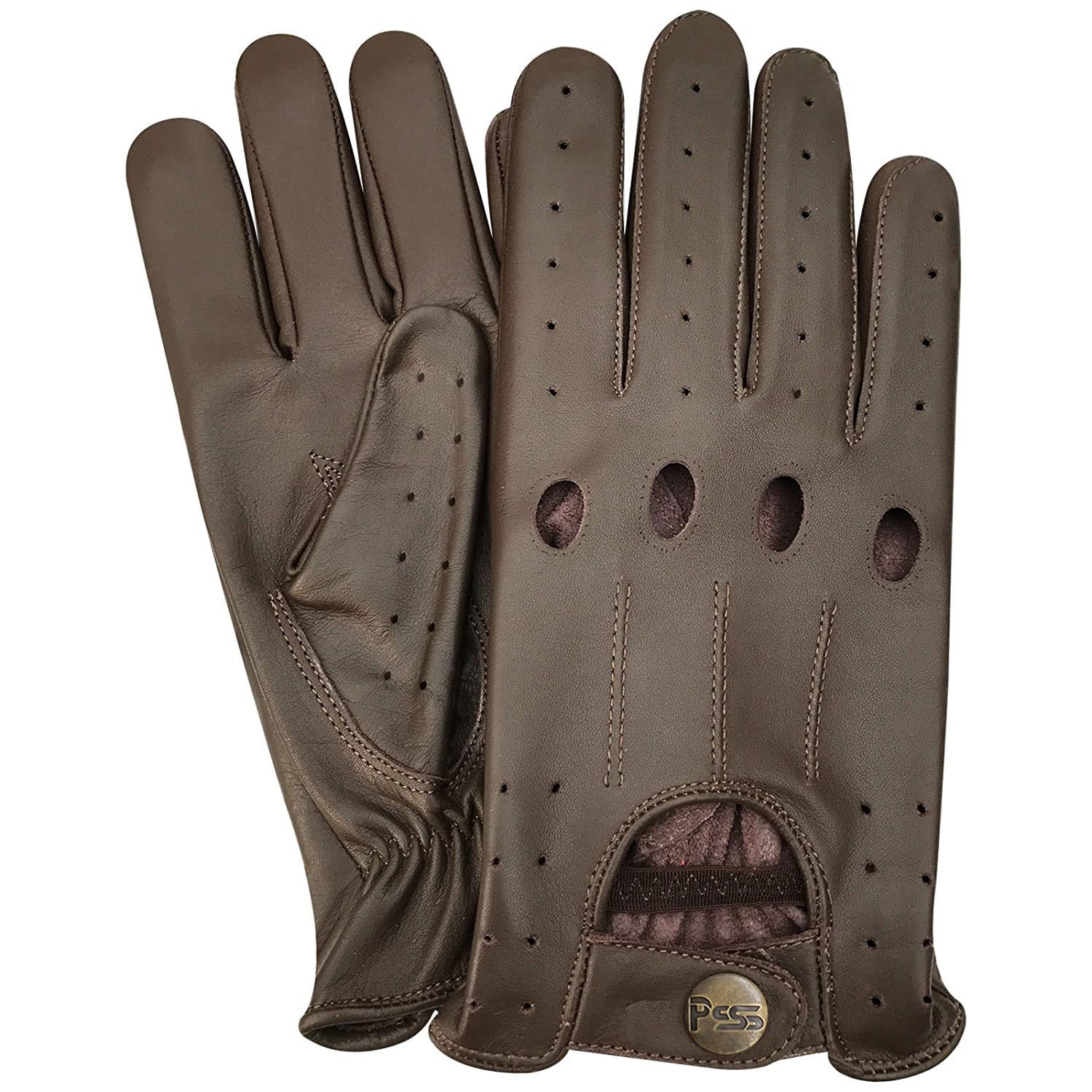 Prime 507 Echtleder-Handschuhe für Herren, qualitativ hochwertig, weich, ohne Futter, zum Autofahren, Retro-Stil, in 10 Farben erhältlich Gr. onesize, braun