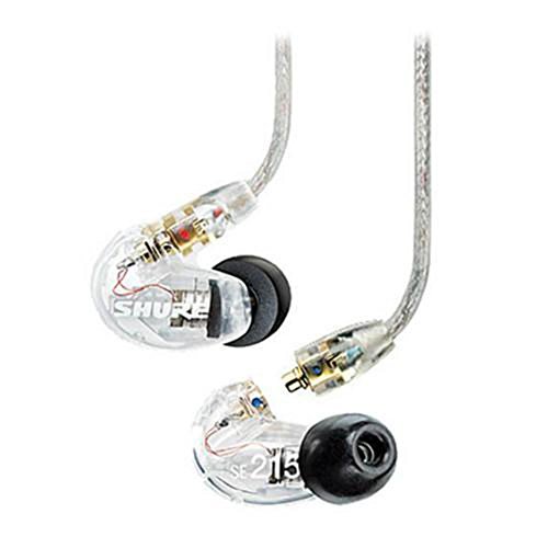 Shure SE215-CL Geräuschisolierende In-Ear-Stereo-Kopfhörer (transparent) mit 3 Paar dreifachen Flanschhüllen für bessere Klangisolierung
