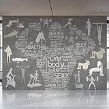 Yimesoy Custom Mural Modern Minimalist Gym Fitness Sports Englisch Industrial Decor 3D Wall Paper Sport Gym Wallpaper 3D 150Cm(W)×105Cm(H)