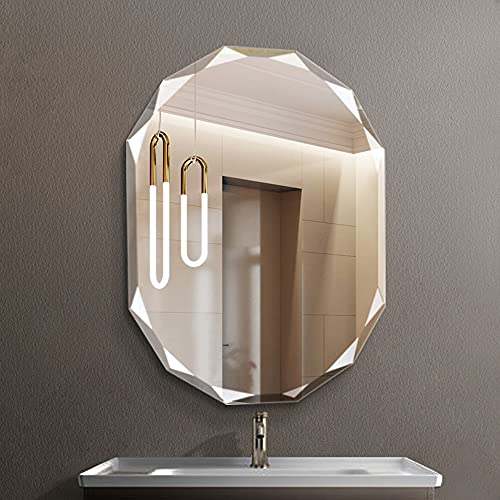 BcofoA Ovaler rautenförmiger Badezimmerspiegel, an der Wand befestigter rahmenloser Veranda-Dekorspiegel,horizontale/vertikale Installation, High-Definition-Einfachheit (Size : 20 * 28in(50 * 70cm))