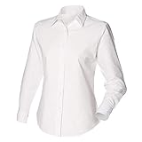 Henbury Damen Oxford Bluse Klassisch Langarm (Small) (Weiß)