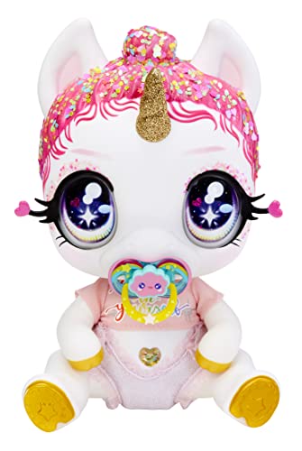MGA Entertainment 580195EUC Glitter Babyz Unicorn Doll-White Rainbow