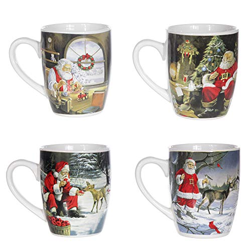 Annastore Weihnachtstassen Nostalgie aus Keramik Glühweintassen - Weihnachtsbecher - Glühweinbecher Größe 12 x Tassen